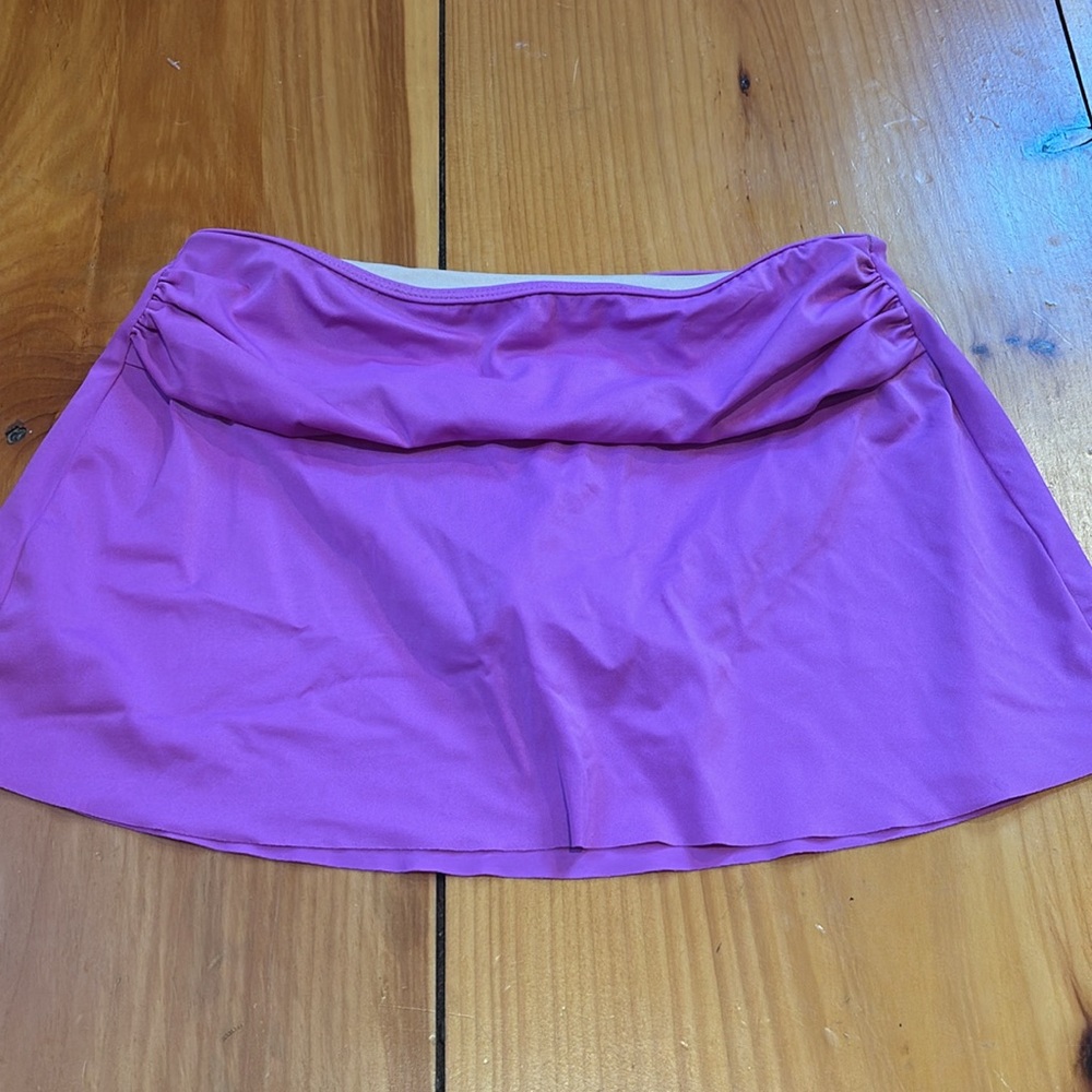 J CREW XXS Lavendar Purple Shirred Swim Skirt Built In Bottoms